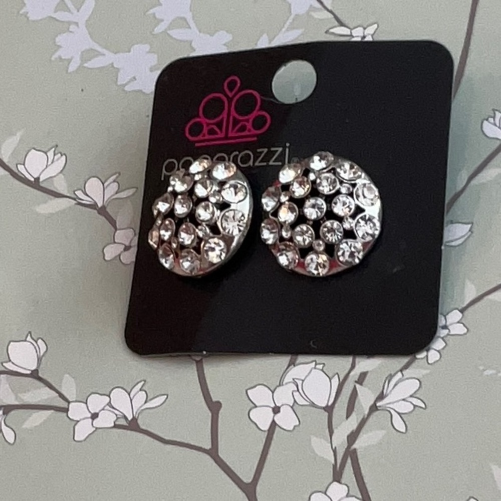 Paparazzi | Silver Rhinestone Earrings Boho Shabby Chic